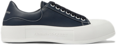 Alexander McQueen Leather Deck Plimsoll Navy Blue 667817WIABK4472