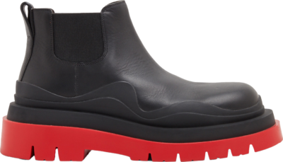 Bottega Veneta Tire Ankle Chelsea Boot Black Red (Women’s) 630300VBS501028