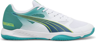 Women’s PUMA Attacourt Handball Shoe Sneakers, White/Ocean Tropic/Sparkling Green 107808_01