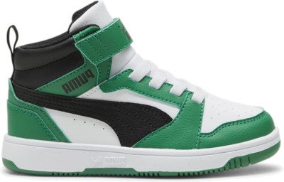 PUMA Rebound V6 Mid Sneakers Kids, White/Archive Green/Black 393832_10