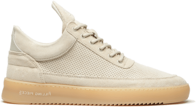 Filling Pieces Low Top Perforated Suede Off White Brown 10122791890