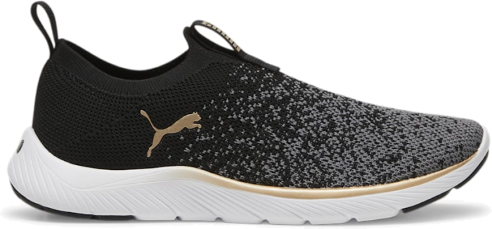 PUMA Softride Remi Slip-On Knit Women’s Shoe, Black/Gold/Cool Dark Grey 309834_01