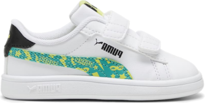 PUMA Smash 3.0 Masked Hero Toddlers’ Sneakers, White/Sparkling Green/Lime Sheen 395460_01