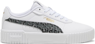 PUMA Carina 2.0 Animal Update Youth Sneakers, White/Mineral Grey/Gold 396986_01