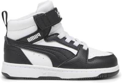 PUMA Rebound V6 Mid Toddlers’ Sneakers, White/Black/Shadow Grey 396542_01