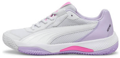 PUMA Nova Court Women’s Padel Shoe Sneakers, Silver Mist/White/Vivid Violet Silver Mist,White,Vivid Violet 107787_01
