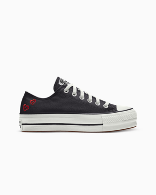 Converse Custom Chuck Taylor All Star Lift Platform Embroidery By You  A03767CSP24_black_hearts_V