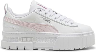 PUMA Mayze Leather Piping Youth Sneakers, White/Whisp Of Pink/Dewdrop 396664_02