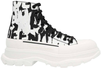 Alexander McQueen Graffiti Tread Slick Boot White Black 705667W4TG49356