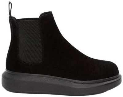 Alexander McQueen Hybrid Chelsea Boot Black Suede (Women’s) 586398WHXK61000