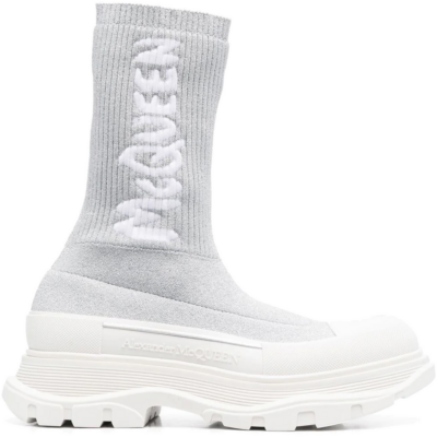 Alexander McQueen Logo Intarsia Chunky Sock Sneaker Grey White (Women’s) 708096W4UA18291