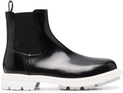 Alexander McQueen Leather Chelsea Boots Black White 683568WHZ8C1053