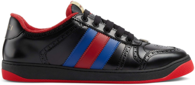 Gucci Leather Screener Sneaker Black Blue Red 722602 AAA9P 1093
