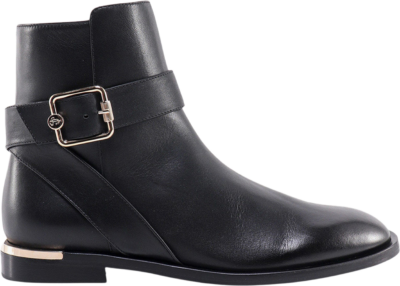 Jimmy Choo Clarice Ankle Boot Black Leather CLARICEFLAT#BLACK