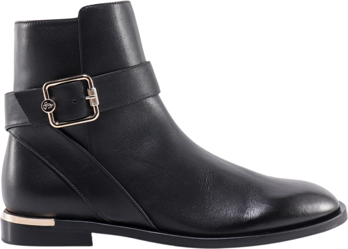 Jimmy Choo Clarice Ankle Boot Black Leather CLARICEFLAT#BLACK
