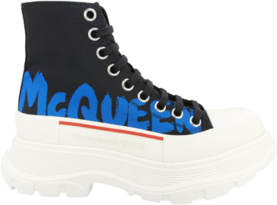 Alexander McQueen Tread Slick Boots Graffiti Logo Blue (Women’s) 676718W4RQ24523