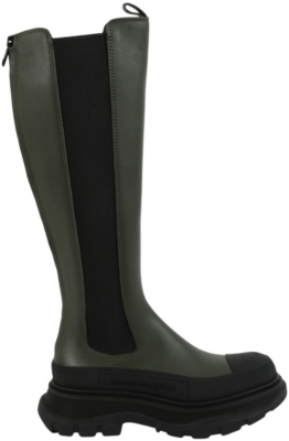 Alexander McQueen Tread Slick Knee High Boots Khaki Black (Women’s) 666410WHZ663241