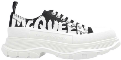 Alexander McQueen Tread Slick Low Lace Up Graffiti Shoes Black White (Women’s) 708753W4RQ21041