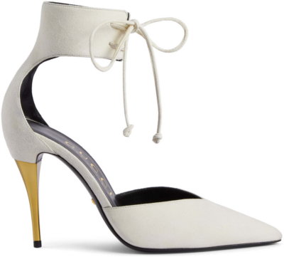 Gucci High Heel Pump with Ankle Cuff White (Women’s) 715146 CGX10 9058