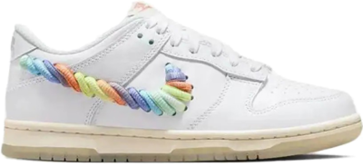 Nike Dunk Low SE Rainbow Lace Swoosh White (GS) FN4861-100