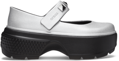 Crocs WMNS Stomp Metallic Mary Jane Clogs Silver Grey CR.210437