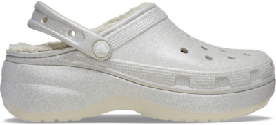 Crocs Classic Platform Lined Glitter Klompen Damen Silver Silver 210413-040-W5