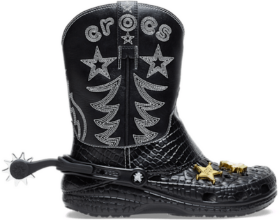 Crocs Classic Cowboy Boot Klompen Unisex Black Black 208695-001-M4W6