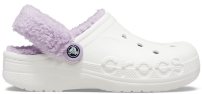 Crocs Baya Lined Fuzz-Strap Klompen Unisex White / Lavender White/Lavender 206633-577-M4W6