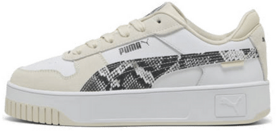 Women’s Puma Carina Street Snake Chic Sneakers, White, Size 35.5, White,Black,Alpine Snow 401611_01